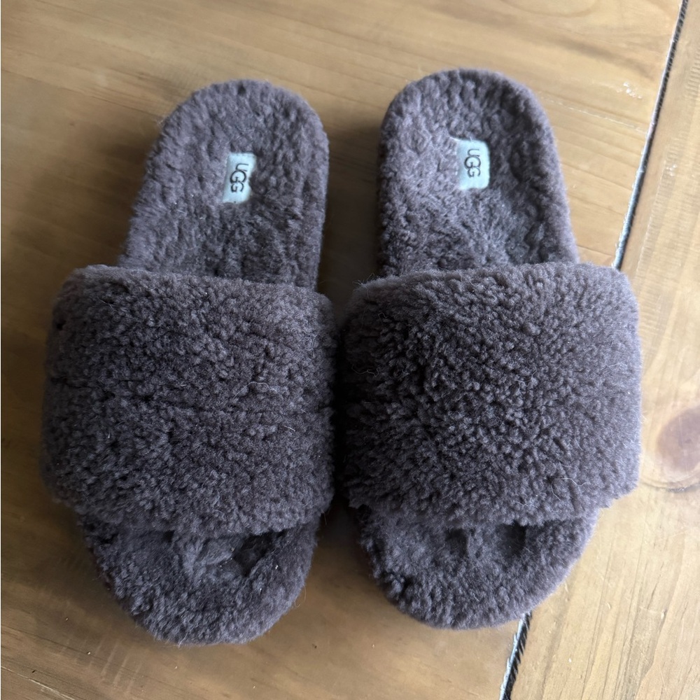 UGG Brown Fluffy Slippers